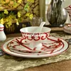 뼈 중국 서양 식기 세트 58 PCS 세라믹 식탁 중국의 붉은 색 도자기 접시와 접시 컵과 접시 키트 선물 세트