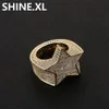 Iced Out Full Zircon Start Ring Gold Silver Plated Mens Finger Rings Hip Hop Jewelry Gift Whole254Y1533664