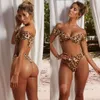 Bikinis set style mode kvinnor sexig leopard bikini push-up vadderad badkläder baddräkt badande beachwear set1