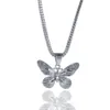 Nouveau Mode Hip Hop Bling Diamant Hommes Or Argent Papillon Pendentif Chaîne Collier En Acier Inoxydable Rappeur Cubain Chaînes Bijoux à Vendre