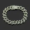 Bracelet cubain en strass pour hommes, bijoux de Tennis, danse Rap, mode diamant, boucle papillon, largeur 14mm