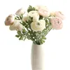 10 PCS Artificielle Fleur Thé Roses Bouquet Real Touch Fleur De Soie pour La Maison Décorations De Mariage Bureau Bureau Fête D'anniversaire Cadeau Mix Couleur H162