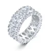Rulalei Sprankelende Unieke Luxe Sieraden 925 Sterling Zilver Double Water Drop White Topaz CZ Diamond Populaire vrouwen Wedding Band Ring Gift