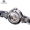 ForSining Fashion Female Watches Mechanical Automatic Womens Watches Top Brand Luxury Diamond Waterproof Stainless Steel Clock223L