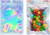 100 Pieces Resealable Smell Proof Bags Foil Pouch Bag Flat laser color Packaging Bag for Party Favor Food Storage Holographic Color