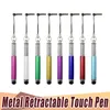 Mini penna touch screen capacitiva retrattile universale con tappo antipolvere per tablet PC Smart Phone 100 pezzi