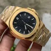 Top Watch Blue Dial Asia 2813 Rörelse 40mm 5711 / 1A 5711J Mekanisk Transparent Golden Steel Automatic Mens Klockor Armbandsur