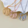 21PCS/lots Retro Fashion World Map Round Pendant Necklace Women Creative Clavicle Choker Statement Necklace 3color