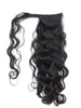 Bruin golvende paardenstaart haarverlenging wraps nat krullend menselijk haar poney staart haarstukje clip ins 140 g 4 kleuren