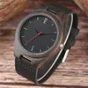 Casual Men Watches Black Natural Wood Watch Male Analog Quartz Clock Bamboo Wristwatch With Leather Bracelet Band Strap Gift Reloj295e