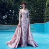 Rami Kadi Lace Overskirt Dresses Evening Wear Off Shoulder Applique Prom Gowns Floor Length Sheath Formal Dress 4044