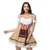 Sexy Oktoberfest Beer Girl Costume Maid Wench Niemcy Bawarski Krótki Rękaw Fancy Dign Dirndl Dla Dorosłych Kobiet