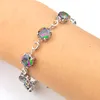 Luckyshine Högkvalitativ semestergåva Trendig Round Rainbow Mystic Topaz Gemstone 925 Silver Wedding Bracelets Smycken B1141