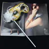 Venetian Half Face Flower Mask Masquerade Party Mask On Stick Sexy Halloween Christmas Dance Wedding Birthday Party Mask Supplies3139208