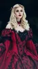 Gotiska vintermedievala bröllopsklänningar röda och svart renässansfantasi viktorianska vampyrer land bröllopsklänningar med kappade lon6941700