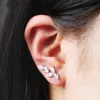 Mode-925 en argent Sterling femmes cristal oreille manchette cubique Zircon oreille grimpeurs Clip boucles d'oreilles pour les femmes Piercing oreille chenille bijoux