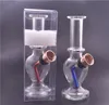 Nova Chegada Mini Glass Bongs Dab Rigs Hookah Blunt Bubbler Fumando Tubos de Água de Fumar Tubos de Colher com Metal Fumando Tigela