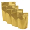 Accepter le LOGO personnalisé 100X sacs d'emballage en Mylar métallisé à fermeture éclair or mat durables thermoscellables tenir les sacs à fermeture éclair Pouches276n