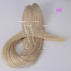 120g Soyeux Droit Non Transformé Vierge Queue de Cheval Humaine Trou Serré Naturel Cordon Prêle 613 Blonde Brun Couleur Extensions de Cheveux