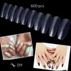 600 pieces Acrylic Nails Transparent Full Cover Coffin Artificial Nail Fashion DIY Ballet Fingernail Tips Set Art