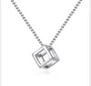 Persoonlijkheid Hollow Cube hanger Drie-dimensionale geluk Magic Cube Titanium stalen ketting ketting sieraden