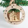 クリスマスデコレーション3 PCSヨーロッパホロースノーフレーク木製ペンダント素朴な木ハンギングオーナメントホームパーティーの装飾ドロップシップ /D1