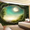 3D Forêt Tapisserie Nature Arbre Art Trou Grand Tapis Tenture Tapisserie Matelas Bohème Tapis Couverture Camping Tente Nappe W262x