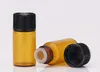 DHL gratuit 1 ml 2 ml 3 ml 5 ml flacons de petite bouteille en verre ambré avec réducteur d'orifice bouchon noir pour huiles essentielles d'aromathérapie SN3187