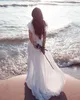 2019 Bohemian Beach Wedding Dresses Cap Sleeve Cascading Ruffles Sweep Train Wedding Gowns Custom Made Chiffon robes de mariée