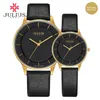 Julius Man Woman Watch Par Toppmärke Lyxigt Simple Leather Strap Ultra Tunna Klockor Billiga Promotion Design Klocktimme JA-957