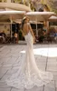 Sexig Berta Mermaid Bröllopsklänningar Backless V Neck Brudklänningar Sweep Train Beach Wedding Dress Plus Size Vestidos de Noiva