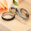 Roteerbare ketens ringen roestvrij staal beweegbare spin ketting ring hiphop heren ringband ring mode sieraden wil en zandgift