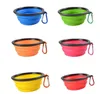 Travel Collapsible Dog Cat Feeder Bowls Pet Water Dish Silicone Foldable Bowl With Hook Pet Supplies