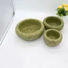 Bamboo basket sets 3 pcs woven bird's nest fruit candy snakes organization double layer picnic food storage display
