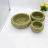 Fruit basket bamboo sets 3 pcs woven bird's nest fruit candy snakes organization round double layer picnic food organizer