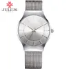 JULIUS Fashion Casual Luxury Watch Top Brand Logo Men's Watch Silver Black Ultra Thin Mesh Full Steel Quartz Waterproof JA-577