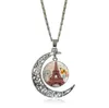 Ажурные резные время Драгоценный камень ожерелье заказ DJN173 смешивания луны Эйфелева башня кулон ожерелье ювелирных изделий