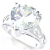 Qualité 925 argent anneaux de mariage coupe coeur blanc topaze gemmes pour les femmes mode fiançailles cadeau bijoux anneaux