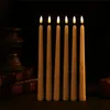 30 pièces 11 pouces LED à piles scintillant sans flamme bougie conique ivoire lampe bâton bougie table de mariage 28 cmHAmber T20016594528