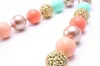 Mint + Peach Kolor Design Child Girls Koraliki Naszyjnik Moda Chunky Bubblegum Naszyjnik Dzieci Toddler Prezent Nowy Projekt