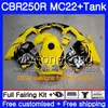 Injektion + Tank för Honda CBR 250RR Vit Hot Sale CBR250 RR 95 96 97 98 99 263HM.37 MC22 CBR 250 CBR250RR 1995 1996 1997 1998 1999 Fairing