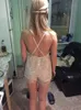 New Jumpsuits Rompers dress Sexy v-neck halter sequin playsuit Shorts bra top Hollow Out Swimwear Women Underwears Jumpsuit skinny girls Backless Romper for woman