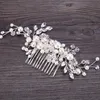 Bröllop brud brudtärna kamsor tiaras silver handgjorda rhinestone pearl huvudband lyx hår tillbehör headpiece tiara guld smycken 07