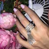 Fashion- 925 Sterling Silver Tassels Ring Fashion Jewelry for women Fine Jewelry for wedding with Crystal waterdrop Stone