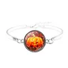 Lycklig Halloween presentknapp eller behandla pumpa armband för kvinnor män glas cabochon bat charm bangle mode smycken