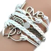 Mode Womens 20pcs/Lot Retro Armreif Lederarmband Mehrschicht gewebt WIEDER LIEBE LIEBE WINGS Zauberparty Geschenk