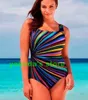 fashion plus Big women's swimwear large fat woman Stripe Print fat one piece bikini swimwear high waist Bikinis 2019 Bikini Sets Triangle