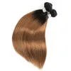 Wefts Kisshair T1B30 Colored Brazilian Hair extension 3 Bundles Silky Straight Dark Root Medium Auburn Extensions Ombre Color Weave