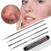 4Pcs/Set Blackhead Comedone Acne Grain Defect Vacuum Extractor Blackhead Remover Tool Spoon for Skin Care Tools RRA2768