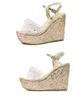 Glitter Crystal Skor Bröllop Bröllop Skor Platform Wedge Sandaler Silver Gold Rosa Vit Storlek 34 till 40